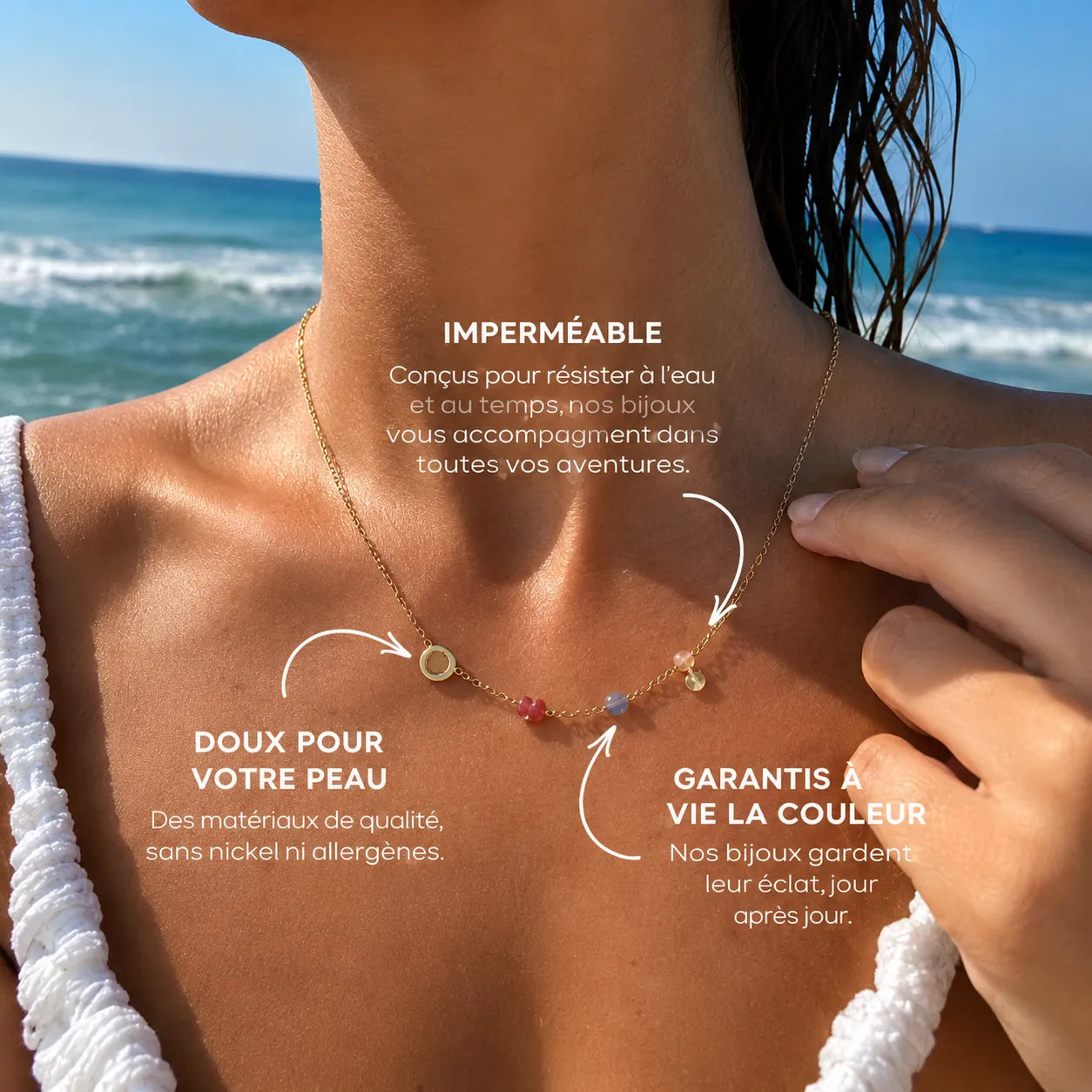 Collier avec initiale, pierre de naissance et signe du zodiaque