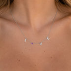 Collier avec initiale, pierre de naissance et signe du zodiaque