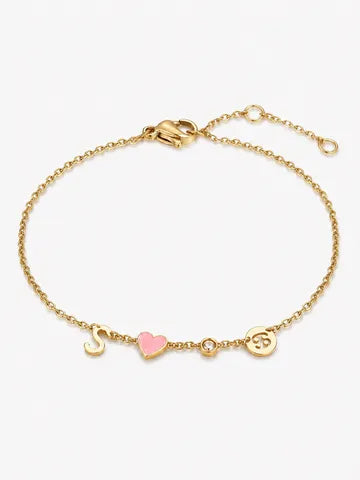 Bracelet avec initiale, pierre de naissance et signe du zodiaque