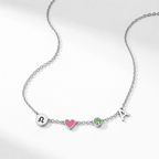 Collier avec initiale, pierre de naissance et signe du zodiaque
