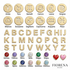 Collier avec initiale, pierre de naissance et signe du zodiaque